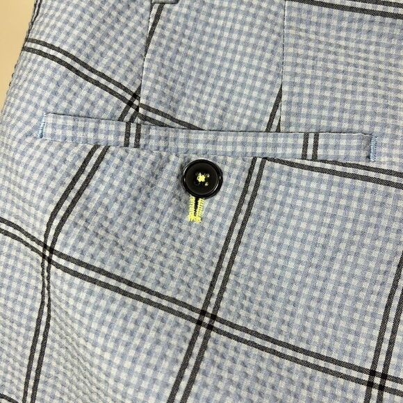 TWISTED TAILOR Men’s Flat Front Windowpane Cosmic Trouser Pants Blue Size 34R - Picture 9 of 10